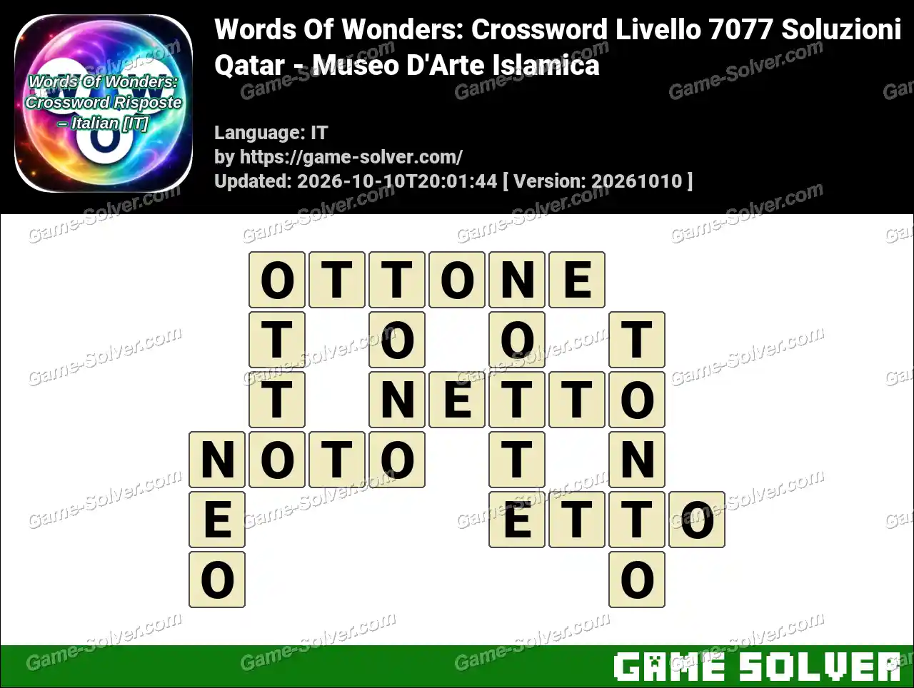 Words Of Wonders: Crossword Livello 7077 Soluzioni – Qatar – Museo D’Arte Islamica
